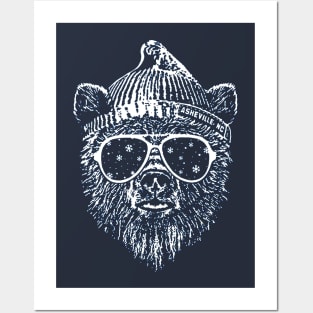 Grizzly Bear Wearing Sunglasses Mountains Posters and Art